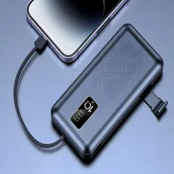 Powerbank z przewodami na stałe 10000 mAh usb-c usb microusb lighting-5907451385425