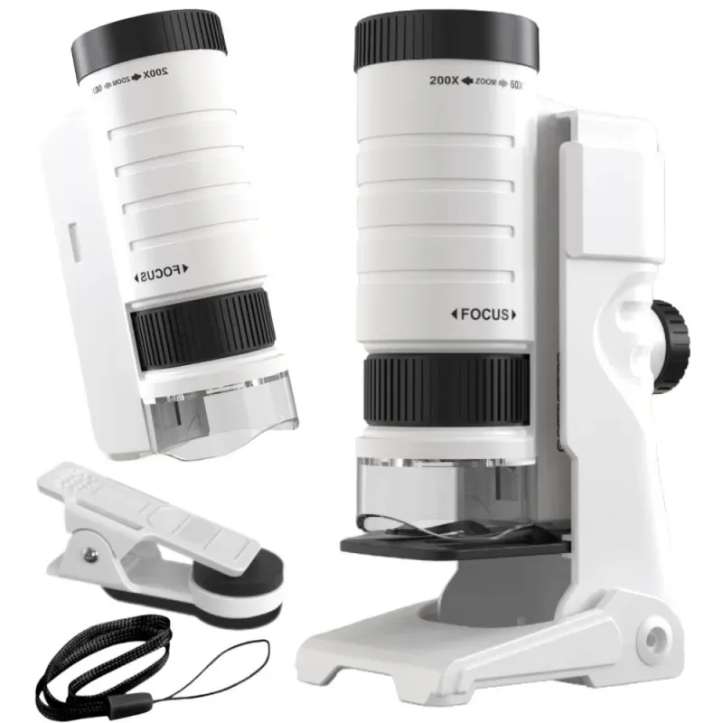 Mikroskop 200x kompaktowy lupa klips do telefonu komórkowego led uv-5907451387160