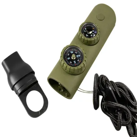 Gwizdek ratunkowy zielony survival turystyczny kompas latarka lupa-5907451387191