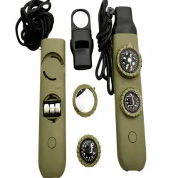 Gwizdek ratunkowy zielony survival turystyczny kompas latarka lupa-5907451387191