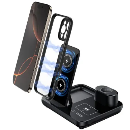 Szybka ładowarka indukcyjna 3w1 do zegarka słuchawek i telefonu 15 w-5907451385609