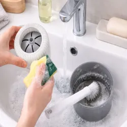 Szczotka do wc toalety łazienki klasyczna z pojemnikiem szara toaletowa-5907451384756