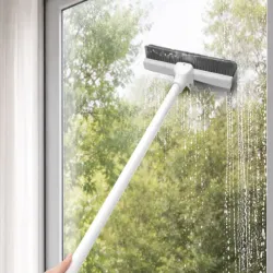 Ściągaczka do wody ze szczotką 2w1 regulowany kij do podłogi okien-5907451384725