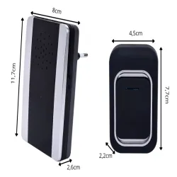 Dzwonek bezprzewodowy do drzwi zasięg 150m 2 przyciski wodoodporne led-5907451385883