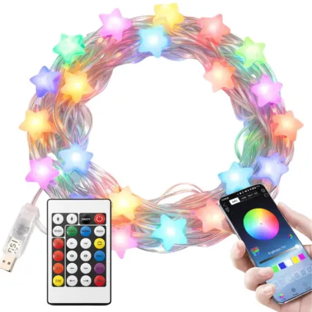 Lampki led 50 gwiazdek usb rgb aplikacja pilot kolorowe dekoracyjne-5907451386347