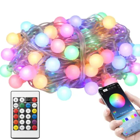Lampki led 50 kolorowych kulek usb rgb aplikacja pilot dekoracyjne-5907451386330