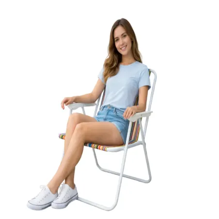 Krzesło plażowe ogrodowe składane z oparciem turystyczne kempingowe-5907451383940