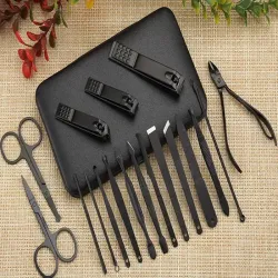 Zestaw do paznokci 18 elem. w etui przybornik manicure pedicure cążki-5907451375853