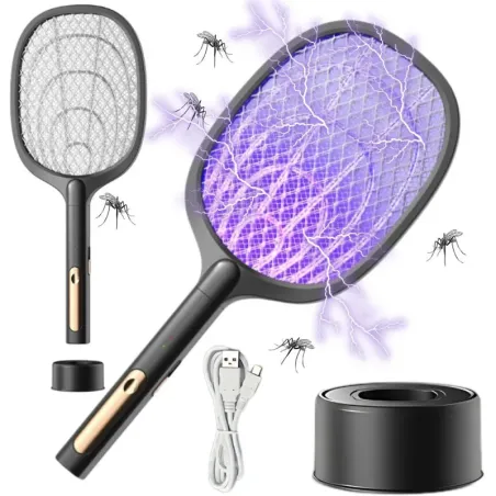 Elektryczna packa na muchy komary ćmy owady z lampą uv z podstawką-5907451372029