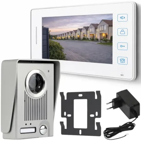 Wideodomofon video wideo do furtki bramy domofon lcd furtka przewodowy-5907451385951