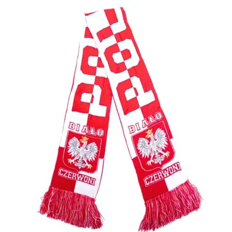 Szalik kibica polska mecz na stadion biało czerwony miękki dwustronny-5907451386019