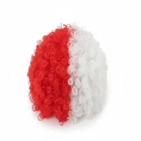 Peruka kibica afro loki biało czerwona nakrycie na głowę polska mecz-5907451385975