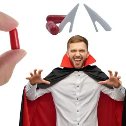 Zestaw wampira dracula wilkołak sztuczne zęby na halloween z sztuczną krwią-5907451362730