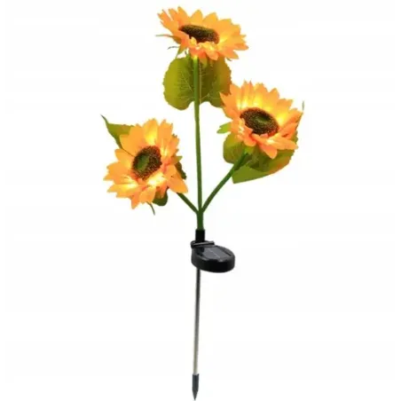 2x Słoneczniki solarne świecące po 3 kwiatków do ogrodu lampki wbijane-5906090303760