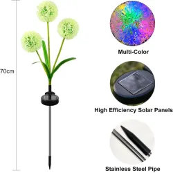2x Czosnek solarny bukiet 3 kwiatów kolorowy RGB wbijany w trawnik-5904422788810