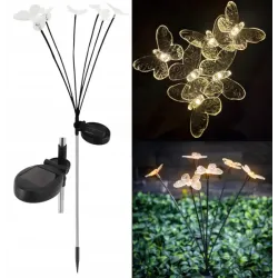 2x Motylki solarne LED lampki ogrodowe wbijane ozdobne do ogrodu-5902918218445