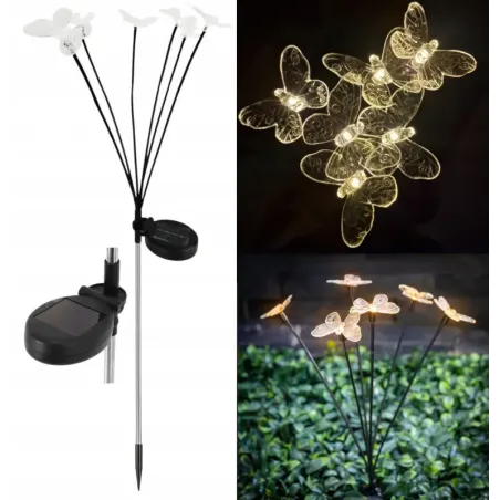 2x Motylki solarne LED lampki ogrodowe wbijane ozdobne do ogrodu-5902918218445