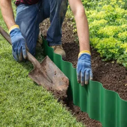 Obrzeże trawnikowe 9m x 20cm do ogrodu faliste palisada zielony płotek-5907451389140