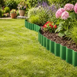 Obrzeże trawnikowe 9m x 20cm do ogrodu faliste palisada zielony płotek-5907451389140