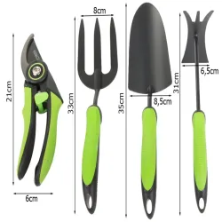 Zestaw 4 narzędzi ogrodowych do ogrodu sekator motyka łopatka widełki-5907451389041