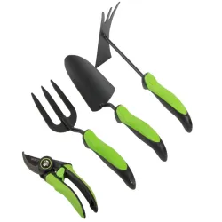 Zestaw narzędzi ogrodowych do ogrodu sekator motyka łopatka widełki 4 szt-5907451389041