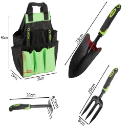 Zestaw 3 narzędzi ogrodowych do ogrodu grabki widełki łopatka z torbą-5907451389010