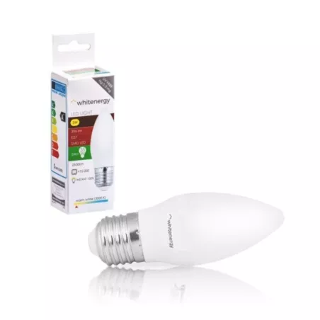 Żarówka świecowa LED E27 5W 396lm ciepła biała mleczna Whitenergy-5908214372683