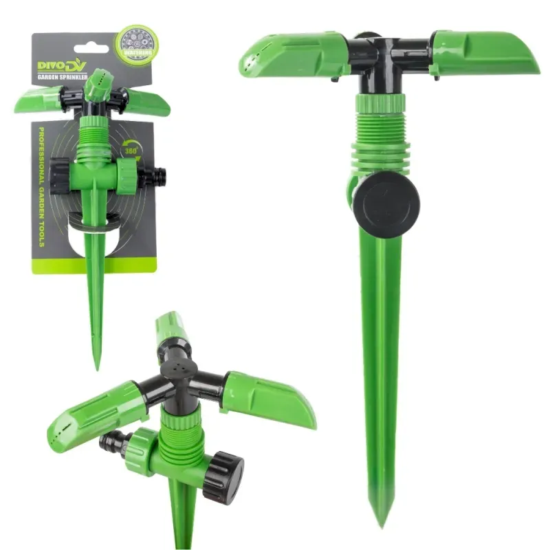 Zraszacz ogrodowy obrotowy wbijany 360° 3 ramienny do podlewania-5907451388556