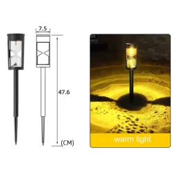 Lampa solarna wbijana w kształcie klepsydry 35cm ogrodowa ciepła biel-6953741914010