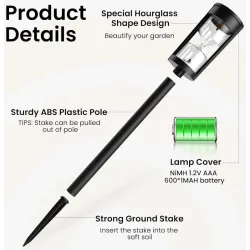 Lampa solarna wbijana w kształcie klepsydry 35cm ogrodowa ciepła biel-6953741914010