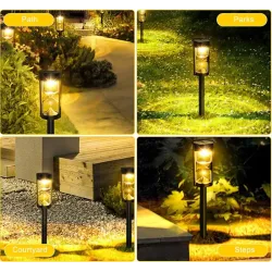 Lampa solarna wbijana w kształcie klepsydry 35cm ogrodowa ciepła biel-6953741914010