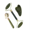Masażer do twarzy z jadeitu 3w1 roller wałek płytka kamień gua sha-5907451383209
