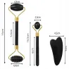 Masażer do twarzy z jadeitu 3w1 roller wałek płytka kamień gua sha-5907451383193
