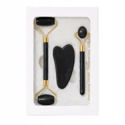 Masażer do twarzy z jadeitu 3w1 roller wałek płytka kamień gua sha-5907451383193