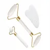 Masażer do twarzy z jadeitu 3w1 roller wałek płytka kamień gua sha-5907451383186