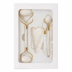 Masażer do twarzy z jadeitu 3w1 roller wałek płytka kamień gua sha-5907451383186