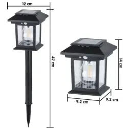 Lampa solarna 3w1 ogrodowa kinkiet latarenka wbijana biała ciepła-5906251228635