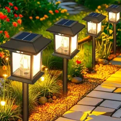 Lampa solarna 3w1 ogrodowa kinkiet latarenka wbijana biała ciepła-5906251228635