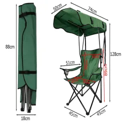 Krzesło wędkarskie turystyczne składane fotel kempingowy z daszkiem-5907451384251