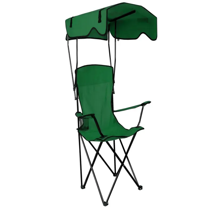 Krzesło wędkarskie turystyczne składane fotel kempingowy z daszkiem-5907451384251