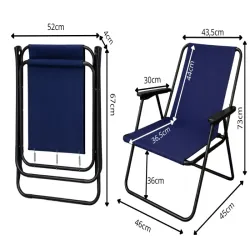 Krzesło turystyczne składane z oparciem plażowe ogrodowe kempingowe-5907451383995