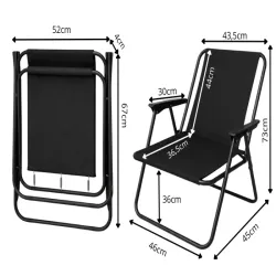 Krzesło turystyczne składane z oparciem plażowe ogrodowe kempingowe-5907451383988