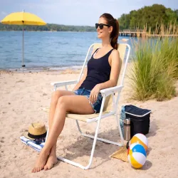 Krzesło turystyczne składane z oparciem plażowe ogrodowe kempingowe-5907451383971