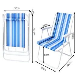 Krzesło plażowe ogrodowe składane z oparciem turystyczne kempingowe-5907451383964