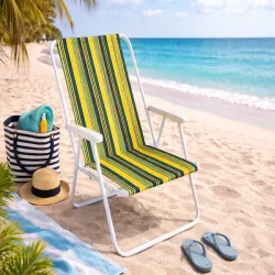 Krzesło plażowe ogrodowe składane z oparciem turystyczne kempingowe lekkie-5907451383933