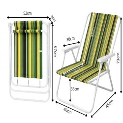 Krzesło plażowe ogrodowe składane z oparciem turystyczne kempingowe lekkie-5907451383933